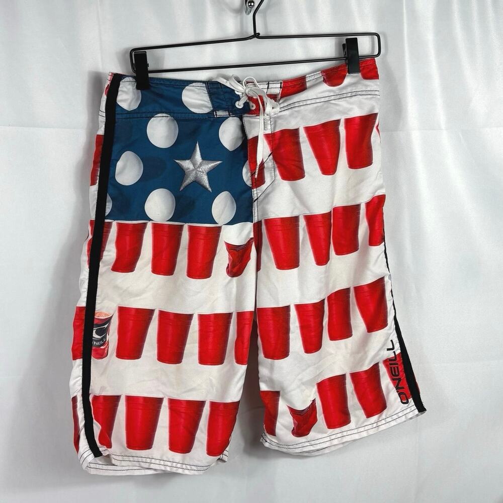 O'Neil Board Shorts 30 American Flag Red Solo Cups